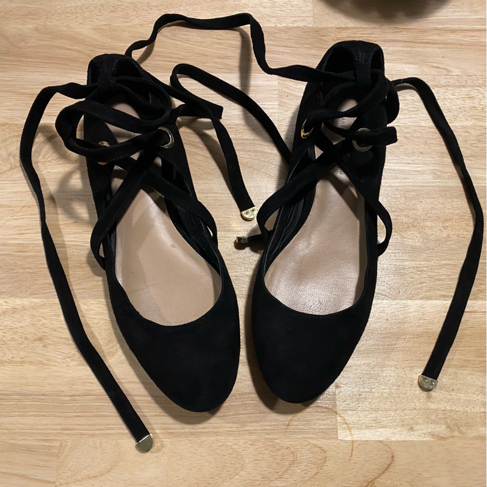 Diane Von Furstenberg Black Lace-Up Flats